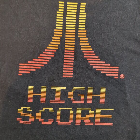 Atari Black T-Shirt HIGH SCORE Pixel Graphic Print 2015, Size Large - Picture 3 of 6